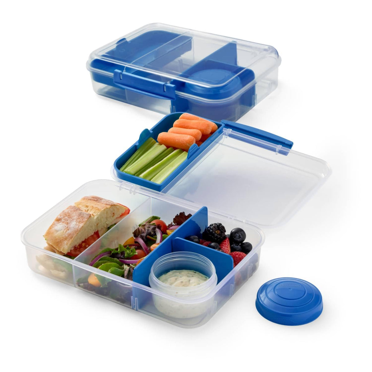 Rubbermaid Pack & Go Set with Two 350 mL Containers and Two 820 mL Containers, Divided Compartments, Meal Prep Containers with Secure Seal Lids