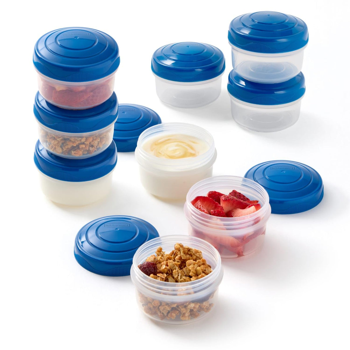 Rubbermaid Pack & Go Set with Two 350 mL Containers and Two 820 mL Containers, Divided Compartments, Meal Prep Containers with Secure Seal Lids
