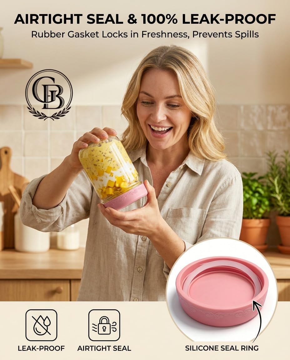 16 oz 4-Pack Overnight Oats Containers with Lids