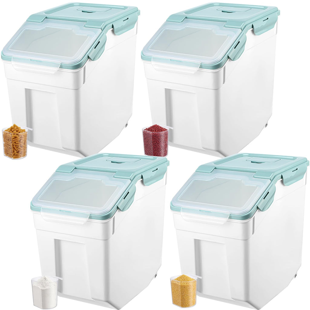 Sunnyray 4 Pcs 55 Lbs Rice Flour Storage Bins with Wheels, Purple