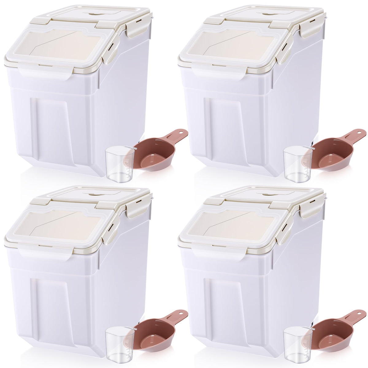 Sunnyray 4 Pcs 55 Lbs Rice Flour Storage Bins with Wheels, Purple