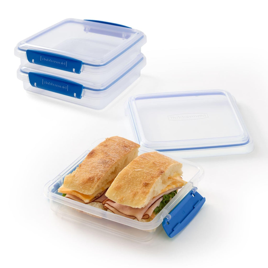 Rubbermaid Pack & Go Set with Two 350 mL Containers and Two 820 mL Containers, Divided Compartments, Meal Prep Containers with Secure Seal Lids