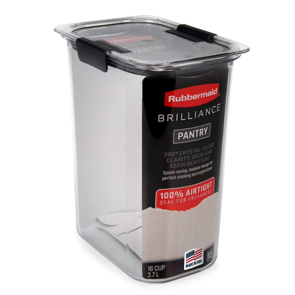 Rubbermaid Brilliance 14-Piece Food Storage Container Set with Scoops Airtight BPA-Free for Kitchen and Pantry Organization