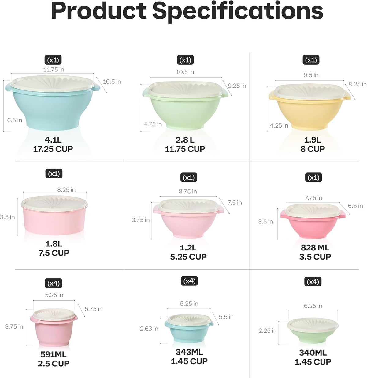 Tupperware Heritage 36-Piece Vintage Pastel Set (18 Containers + 18 Lids)