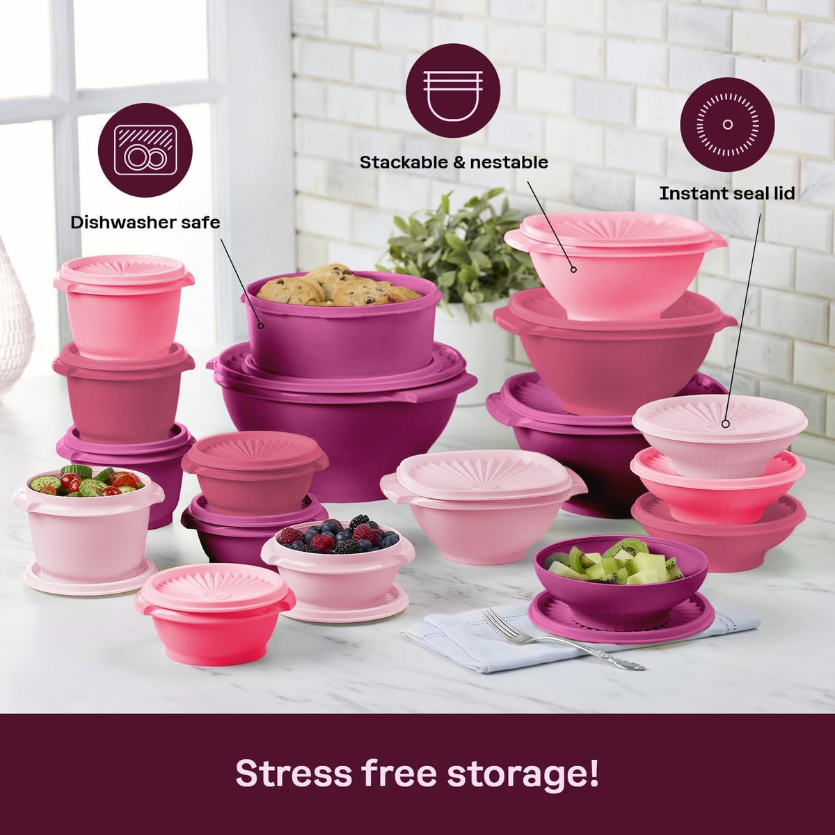 Tupperware Heritage 36-Piece Vintage Pink Set (18 Containers, 18 Lids)