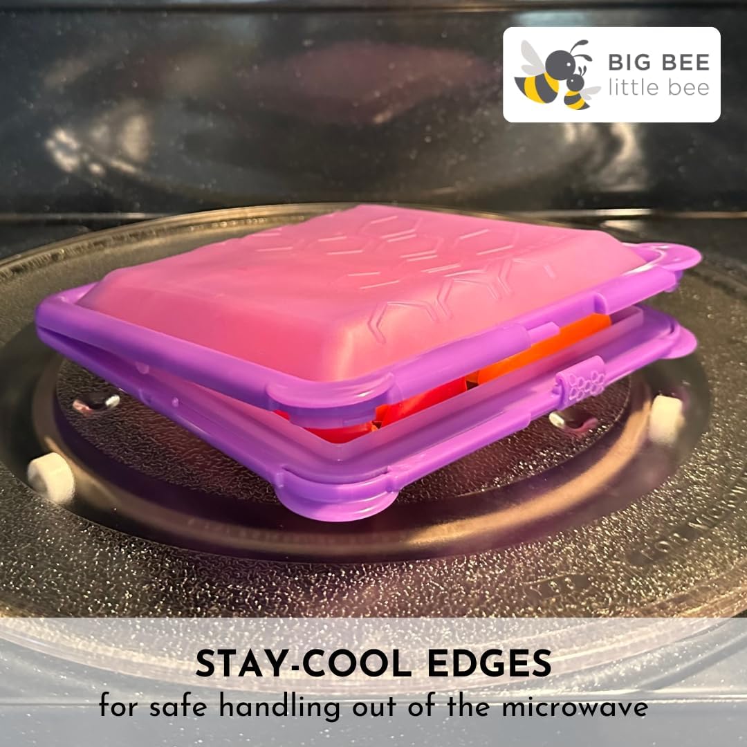 Big Bee, Little Bee SoftShell Reusable Silicone Food Storage Container - Clamshell Snap-Close Design, No Lost Lids, Easy to Clean, Compact for Travel, Meal Prep, Microwave Freezer and Dishwasher Safe