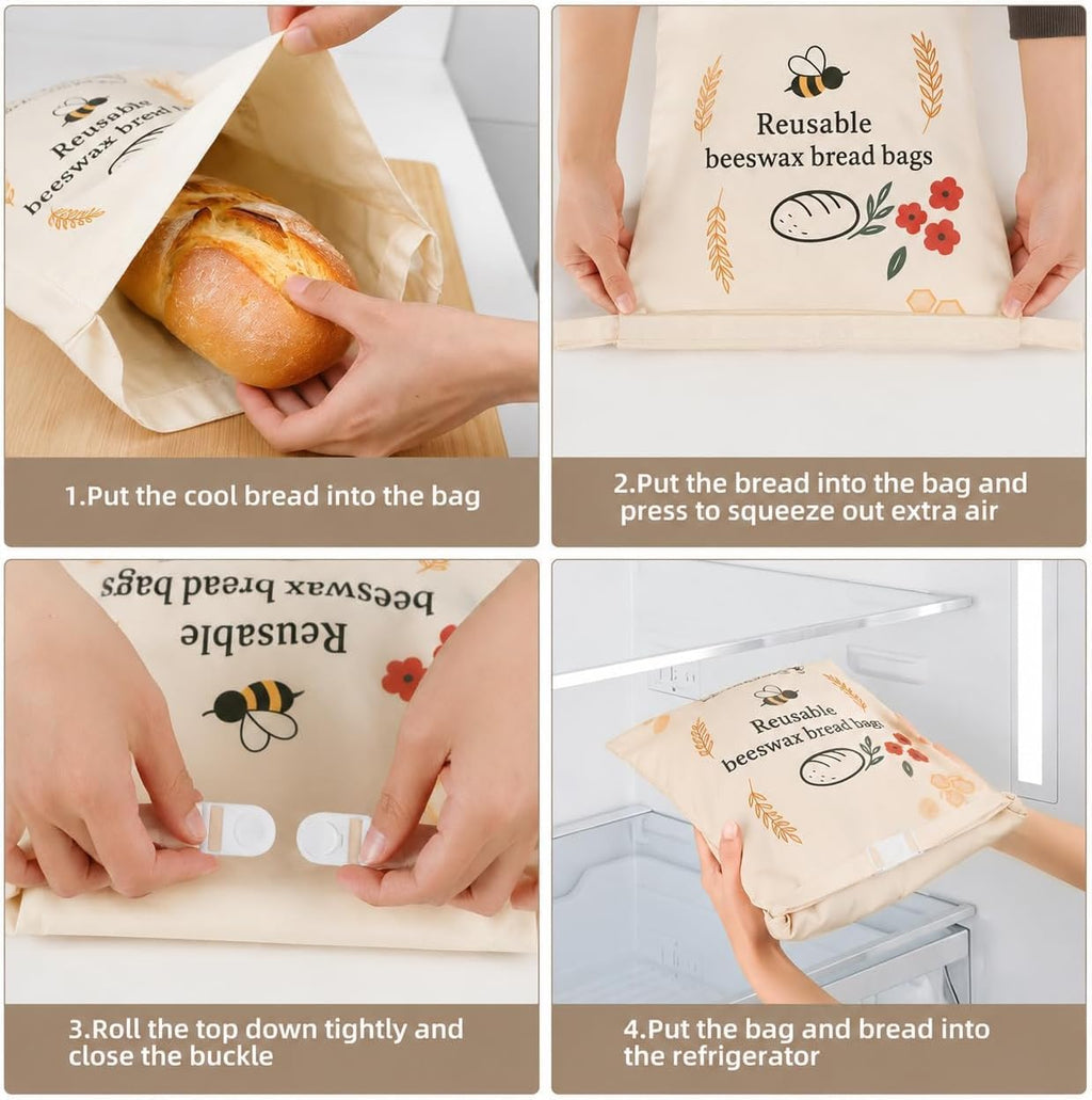 Beeswax Bread Bag for Sourdough Homemade Bread bags XL Reusable Storage Bag