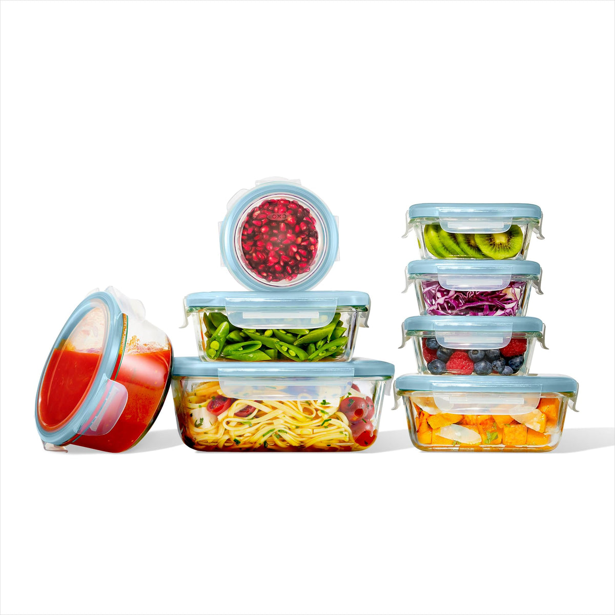 OXO Good Grips 30-Piece Plastic and Glass Food Storage Container Set - Teal