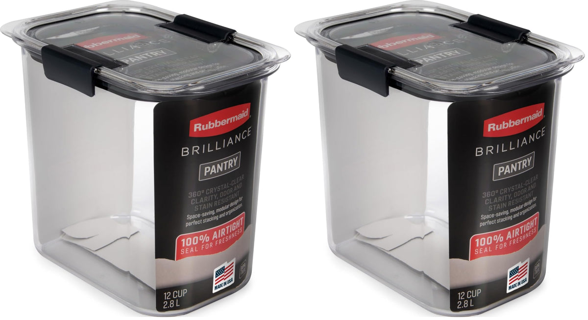 Rubbermaid Brilliance 14-Piece Food Storage Container Set with Scoops Airtight BPA-Free for Kitchen and Pantry Organization