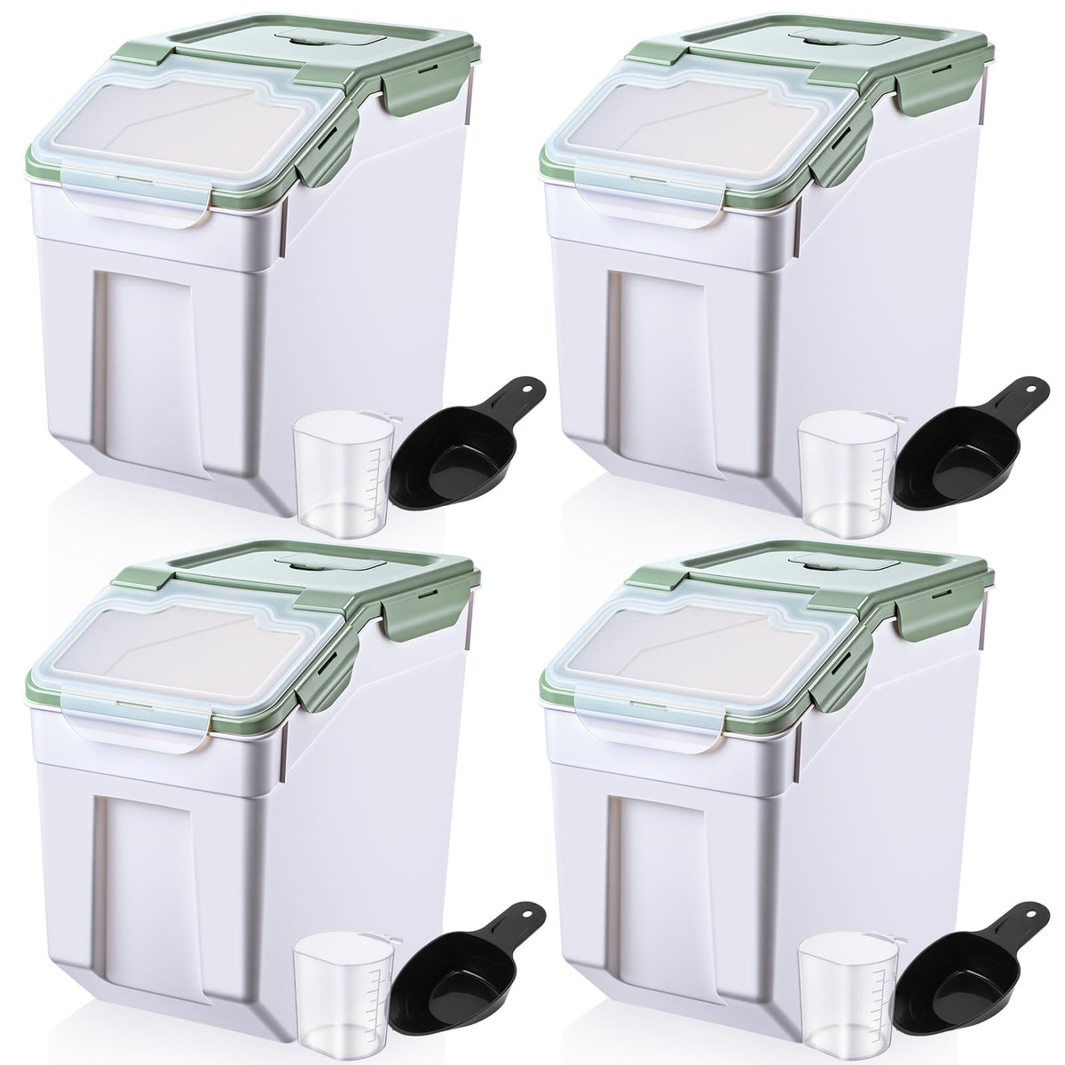 Sunnyray 4 Pcs 55 Lbs Rice Flour Storage Bins with Wheels, Purple