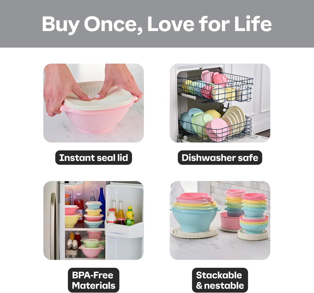 Tupperware Heritage 36-Piece Vintage Pastel Set (18 Containers + 18 Lids)