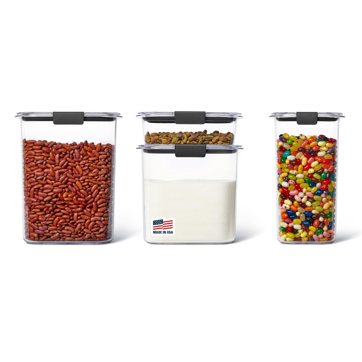 Rubbermaid Brilliance 14-Piece Food Storage Container Set with Scoops Airtight BPA-Free for Kitchen and Pantry Organization