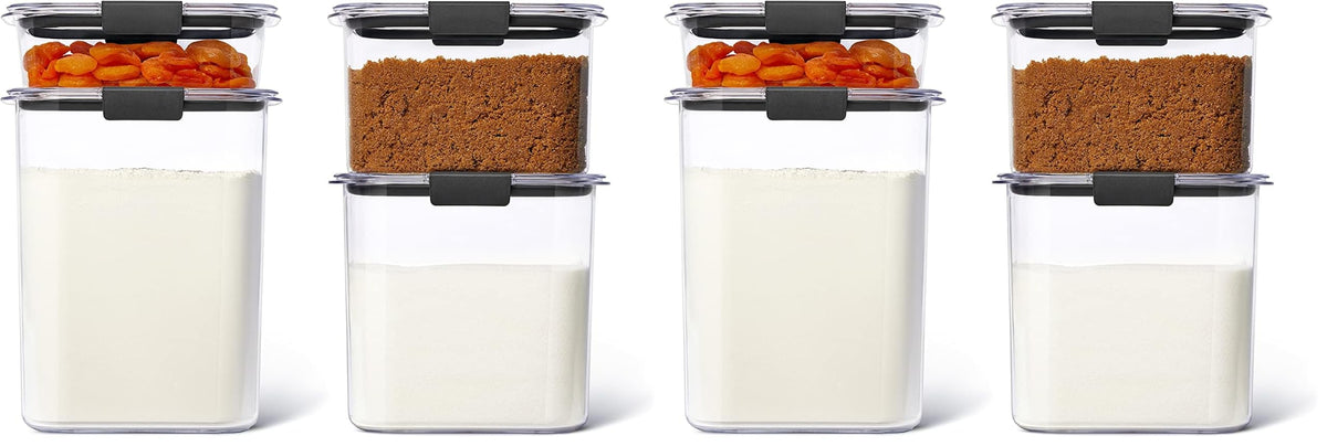 Rubbermaid Brilliance 14-Piece Food Storage Container Set with Scoops Airtight BPA-Free for Kitchen and Pantry Organization