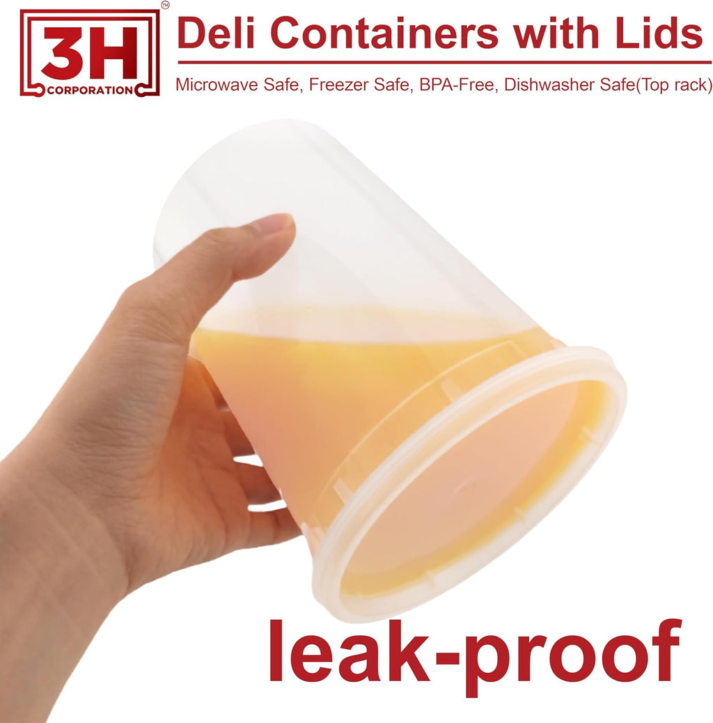 32 oz Food Storage Containers with Lids (240 Set/480 Piece) Deli Soup Containers, Freezer Microwave Safe, BPA-Free Plastic, Stackable Snack Leakproof Leftover Organizers & To-Go