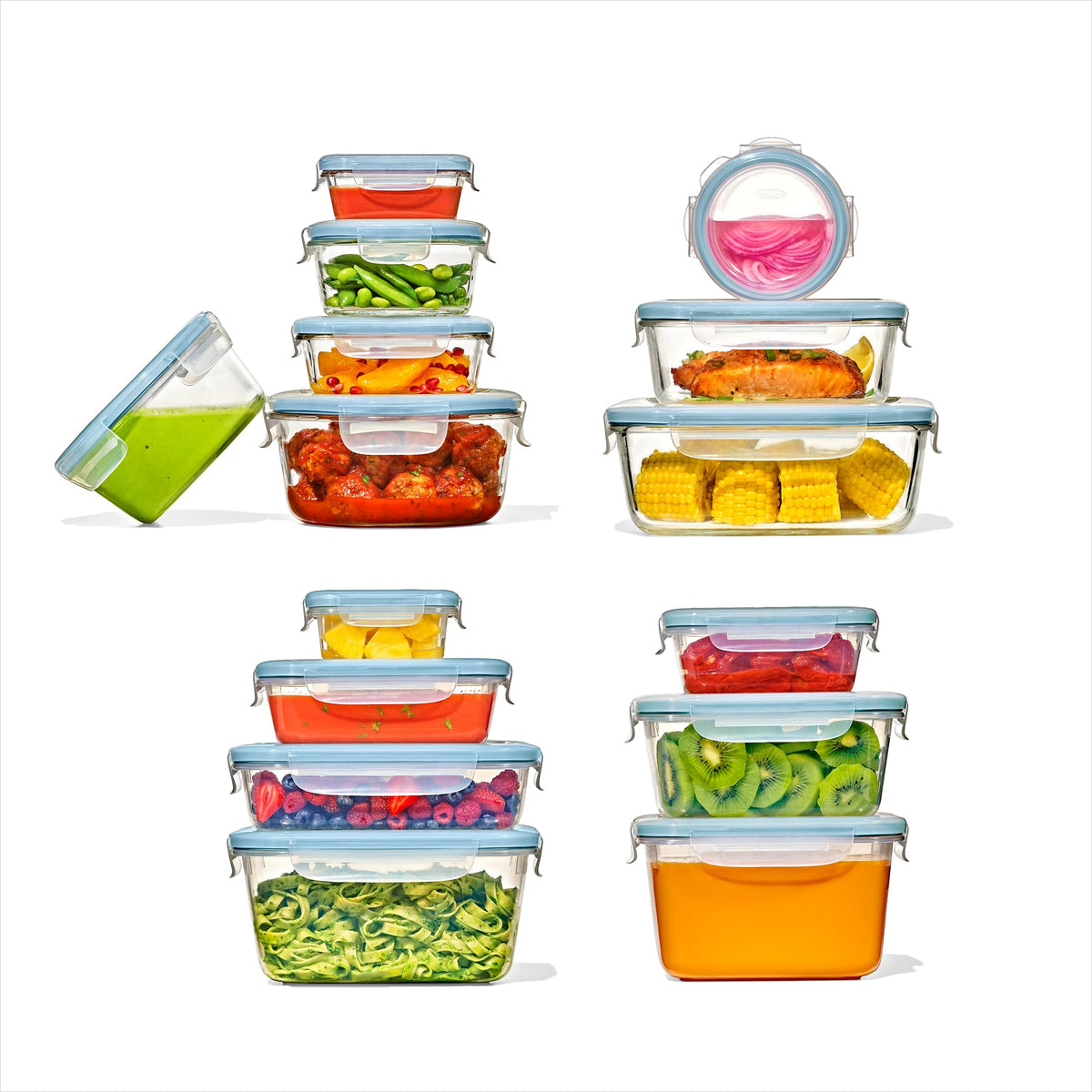 OXO Good Grips 30-Piece Plastic and Glass Food Storage Container Set - Teal