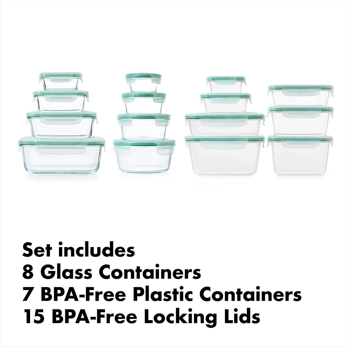 OXO Good Grips 30-Piece Plastic and Glass Food Storage Container Set - Teal