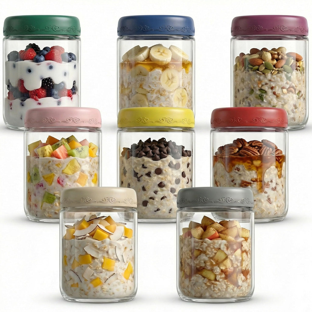 16 oz 4-Pack Overnight Oats Containers with Lids