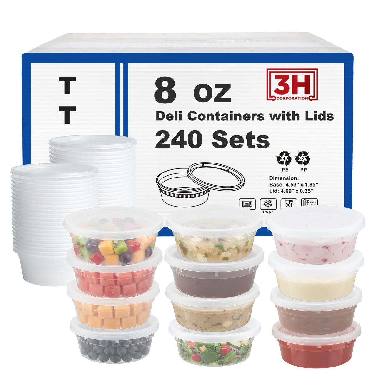 32 oz Food Storage Containers with Lids (240 Set/480 Piece) Deli Soup Containers, Freezer Microwave Safe, BPA-Free Plastic, Stackable Snack Leakproof Leftover Organizers & To-Go