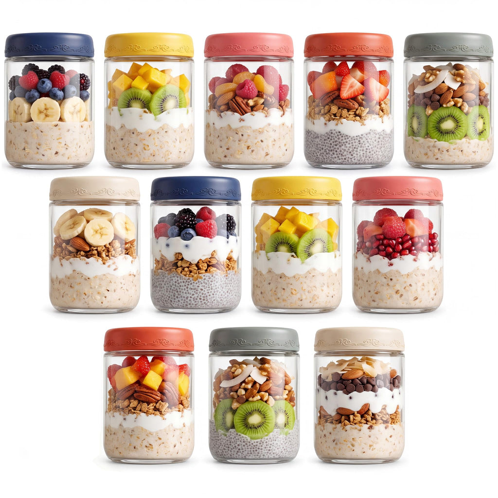 16 oz 4-Pack Overnight Oats Containers with Lids