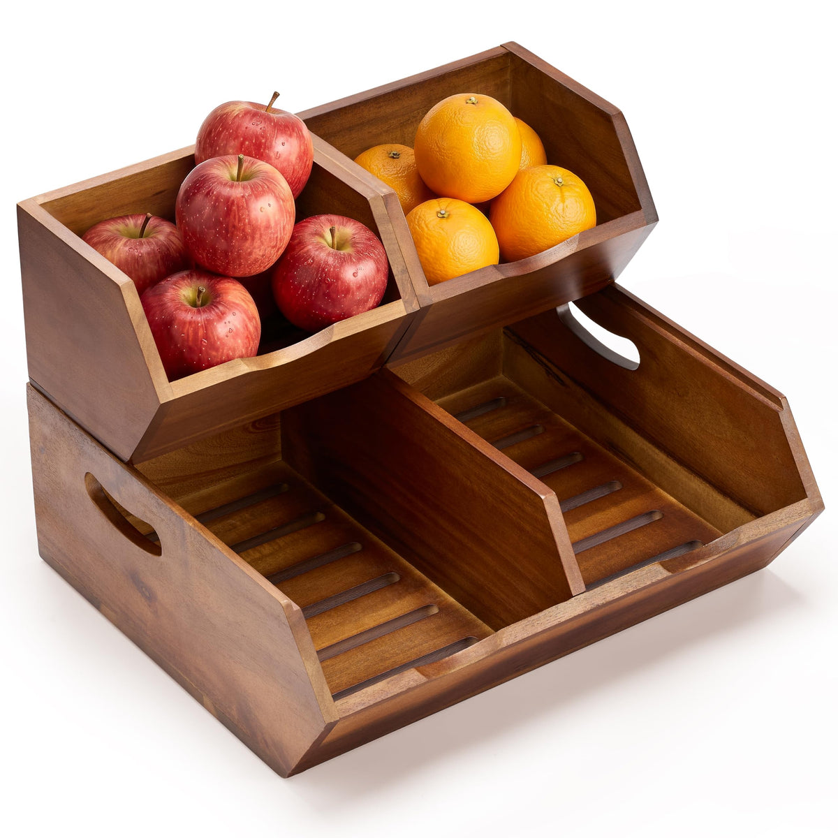 TIDITA Set 3 Wood Potato and Onion Storage Bin, Stackable Product Basket
