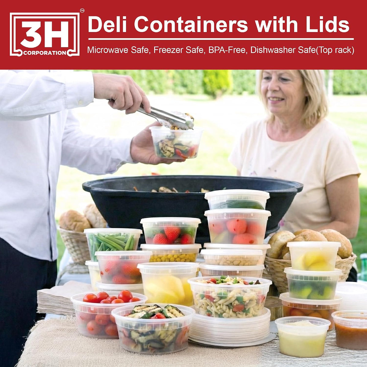 32 oz Food Storage Containers with Lids (240 Set/480 Piece) Deli Soup Containers, Freezer Microwave Safe, BPA-Free Plastic, Stackable Snack Leakproof Leftover Organizers & To-Go