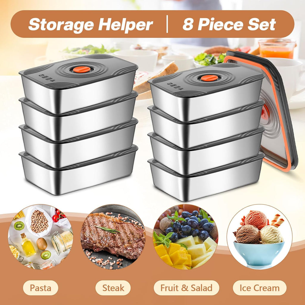 Layhit 16 Set 60oz Stainless Steel Freezer Containers, Large Container Bulk