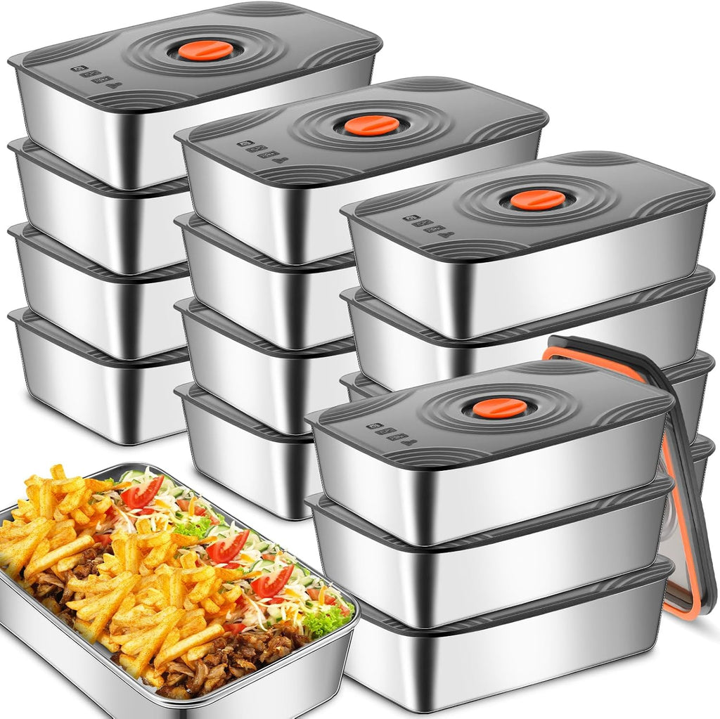 Layhit 16 Set 60oz Stainless Steel Freezer Containers, Large Container Bulk