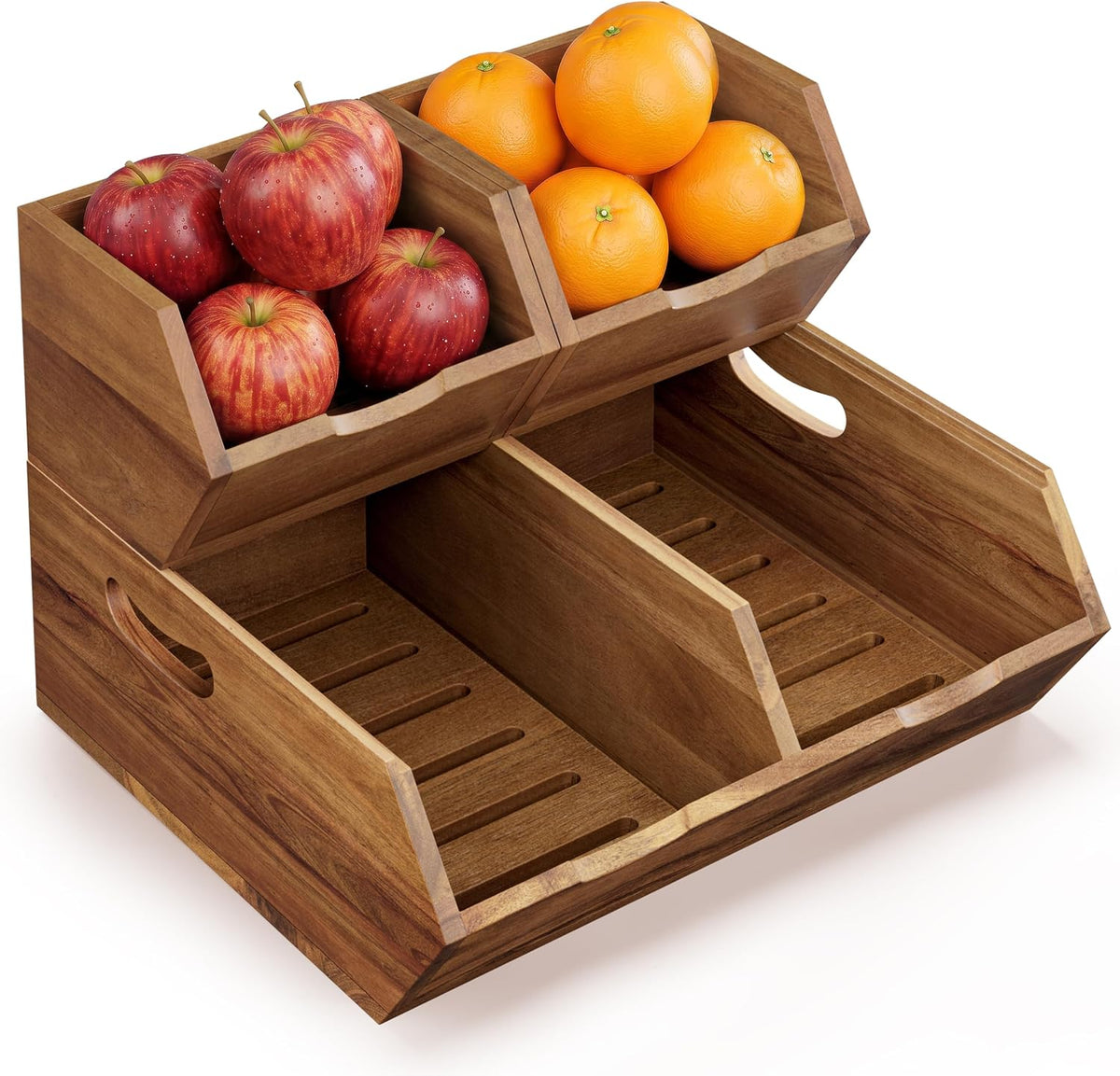 TIDITA Set 3 Wood Potato and Onion Storage Bin, Stackable Product Basket