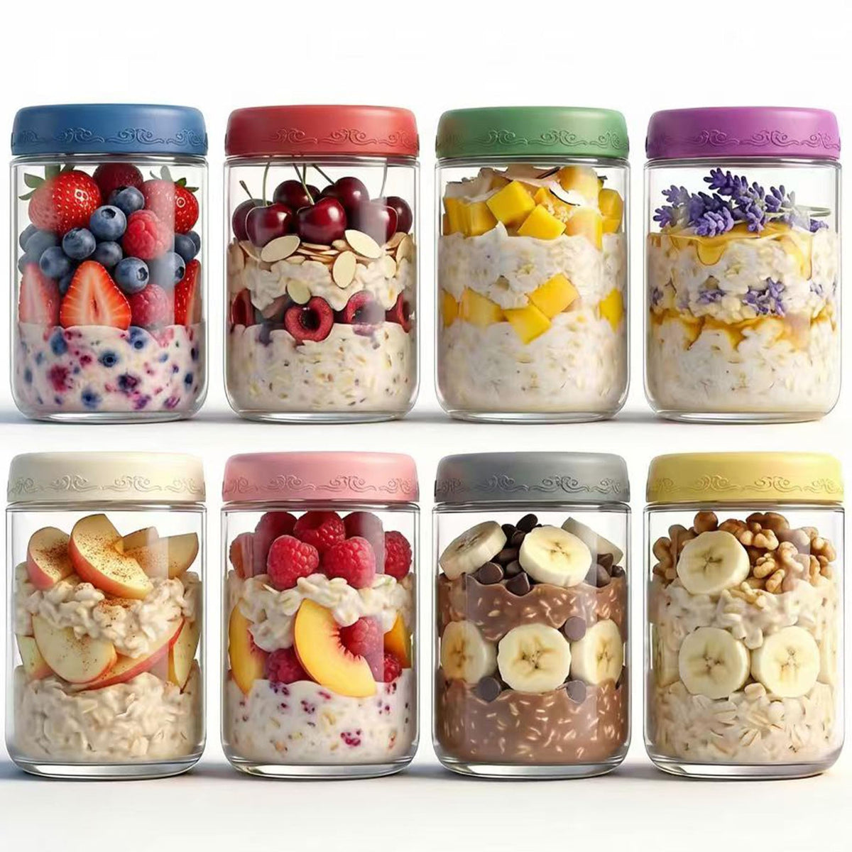 16 oz 4-Pack Overnight Oats Containers with Lids