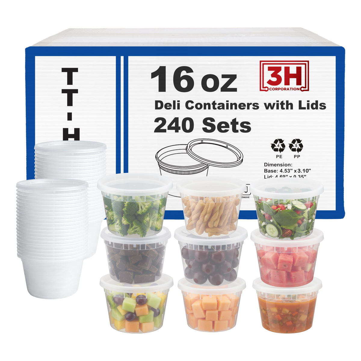 32 oz Food Storage Containers with Lids (240 Set/480 Piece) Deli Soup Containers, Freezer Microwave Safe, BPA-Free Plastic, Stackable Snack Leakproof Leftover Organizers & To-Go