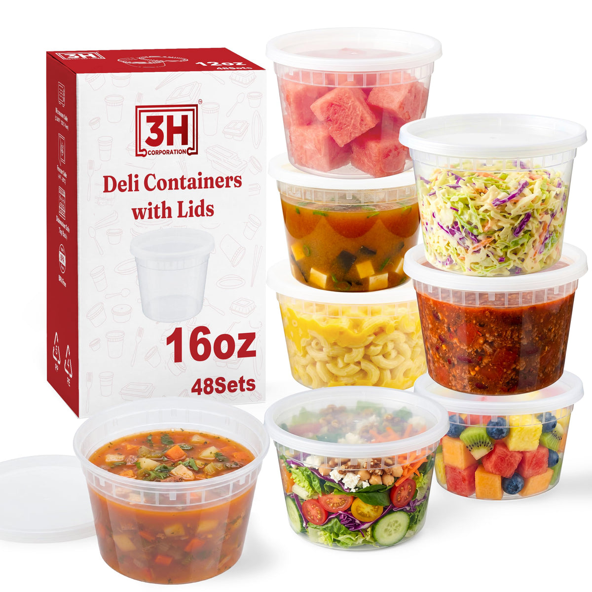 32 oz Food Storage Containers with Lids (240 Set/480 Piece) Deli Soup Containers, Freezer Microwave Safe, BPA-Free Plastic, Stackable Snack Leakproof Leftover Organizers & To-Go