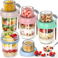 4 Pack 20 oz Overnight Oats Containers with Lids and Spoons, Glass