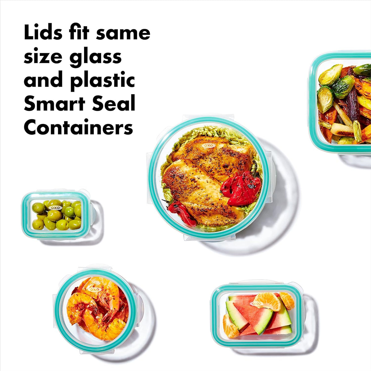 OXO Good Grips 30-Piece Plastic and Glass Food Storage Container Set - Teal