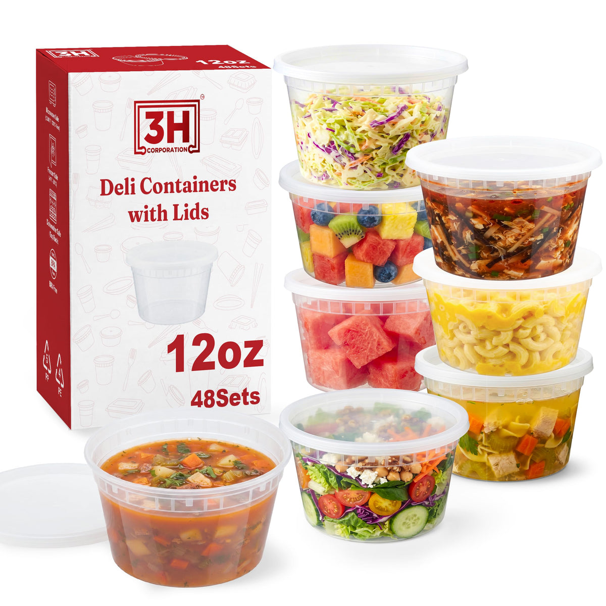 32 oz Food Storage Containers with Lids (240 Set/480 Piece) Deli Soup Containers, Freezer Microwave Safe, BPA-Free Plastic, Stackable Snack Leakproof Leftover Organizers & To-Go