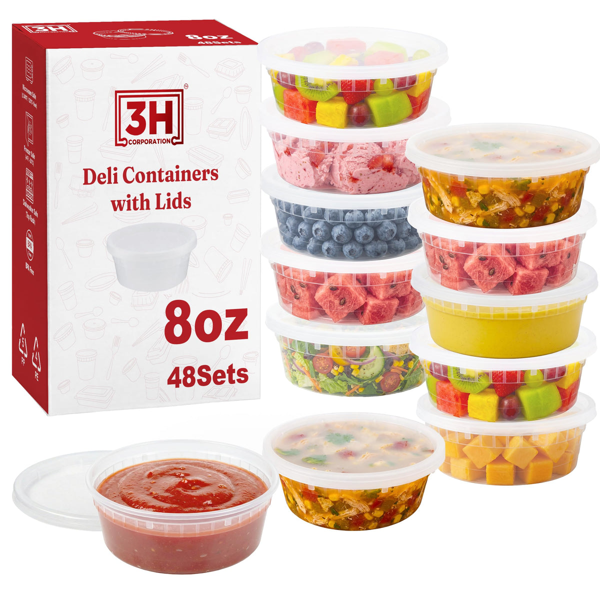 32 oz Food Storage Containers with Lids (240 Set/480 Piece) Deli Soup Containers, Freezer Microwave Safe, BPA-Free Plastic, Stackable Snack Leakproof Leftover Organizers & To-Go