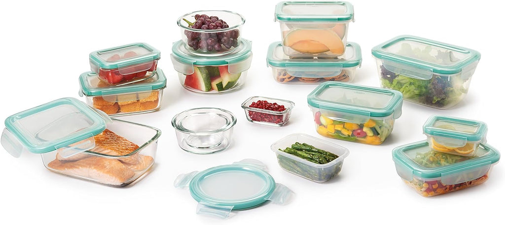 OXO Good Grips 30-Piece Plastic and Glass Food Storage Container Set - Teal