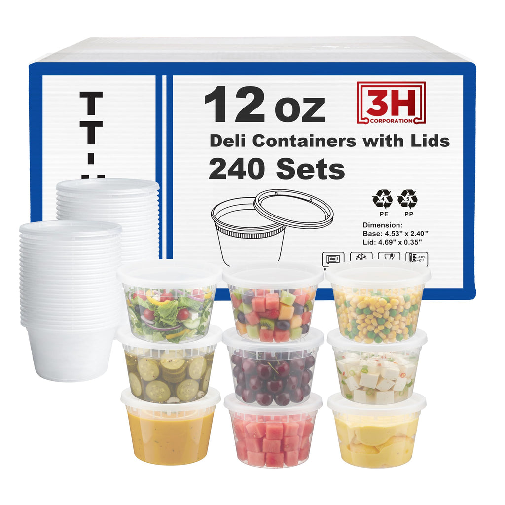 32 oz Food Storage Containers with Lids (240 Set/480 Piece) Deli Soup Containers, Freezer Microwave Safe, BPA-Free Plastic, Stackable Snack Leakproof Leftover Organizers & To-Go
