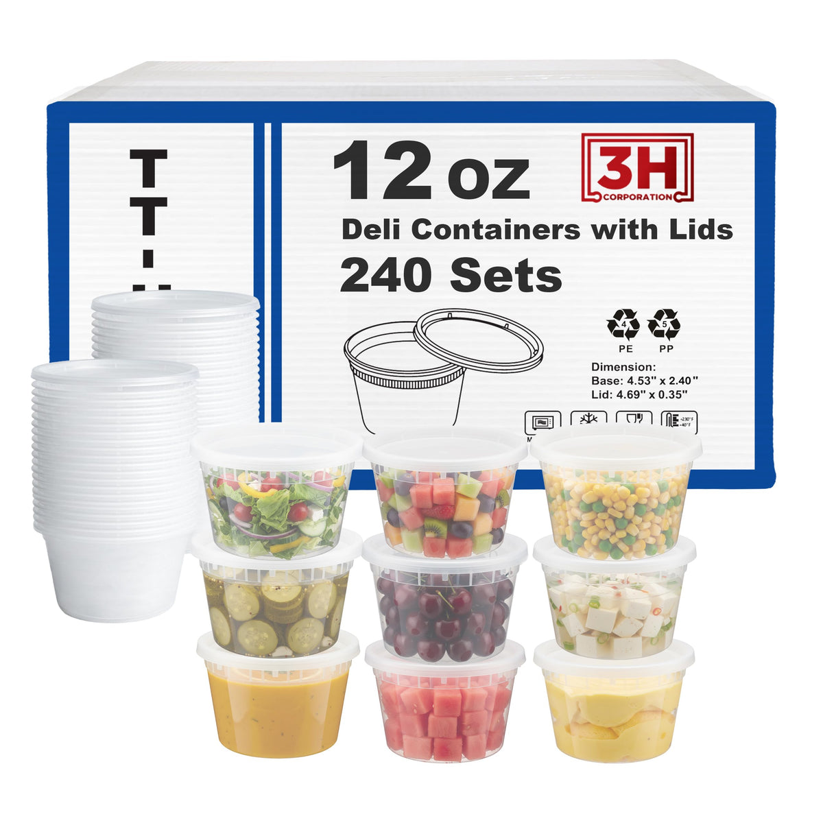 32 oz Food Storage Containers with Lids (240 Set/480 Piece) Deli Soup Containers, Freezer Microwave Safe, BPA-Free Plastic, Stackable Snack Leakproof Leftover Organizers & To-Go