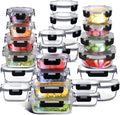 EATEX 48pc Glass Storage Containers with Lids, 24 Set Glass Food Storage Containers with 24 Airtight Lids, Pantry Kitchen Meal Prep Containers for Lunch, Freezer Storage Containers, Dishwasher Safe